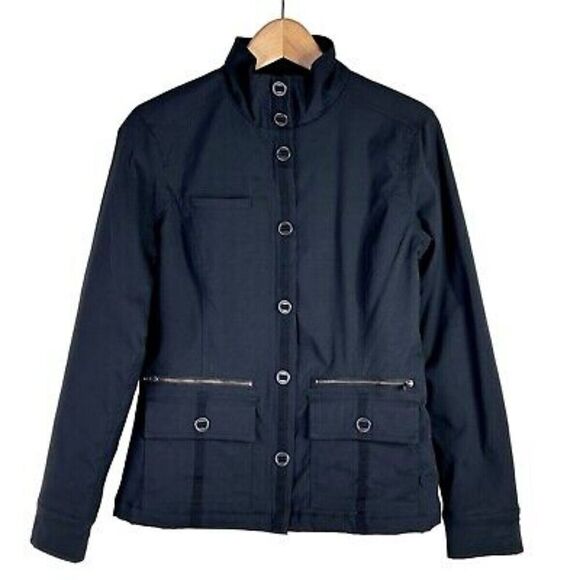 Prana Utility Jacket Large Insulated Black Zipper Pockets Long Sleeve Full Zip - Picture 1 of 8